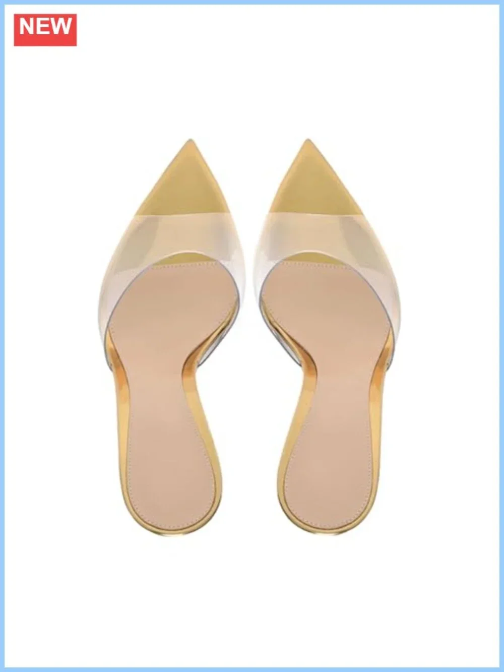 Clear Pointed Open Toe Stiletto Heel Slide Sandals TPU Straps Mules